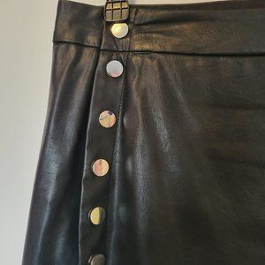 Street Black Faux Leather Skirt(Plus Size)